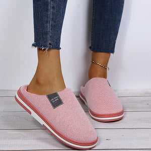 Womens Cotton Clog Hard Sole Warm Slip on Fleece Lined Slippers