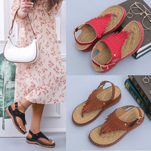 Load image into Gallery viewer, Round Toe Flat Fringed Sandals
