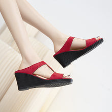 Load image into Gallery viewer, Women&#39;s new wedge fish mouth sandals
