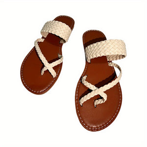 Women's Flat Weave Detail Slide Slippers