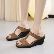 Load image into Gallery viewer, Women&#39;s new wedge fish mouth sandals
