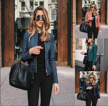 Load image into Gallery viewer, Stylish women&#39;s PU leather jacket; choose from 8 colors to match any outfit
