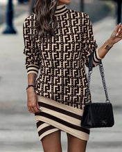 Load image into Gallery viewer, 48% OFF-Vestido Irregular de Manga Larga con Cuello Alto Estampado

