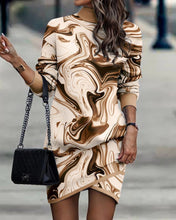 Load image into Gallery viewer, 48% OFF-Vestido Irregular de Manga Larga con Cuello Alto Estampado
