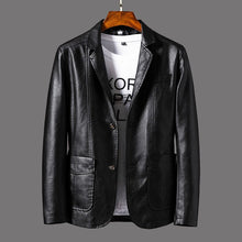 Load image into Gallery viewer, Casaco de Couro de Fato de Couro Casaco de Couro de Fato de Couro de Voo para Homens Casaco de Couro para Motociclistas
