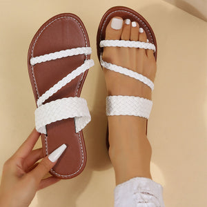 Women's Flat Weave Detail Slide Slippers