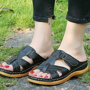 Ladies Velcro Platform Half Slippers