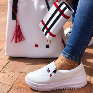 Low top mid heel round toe casual women's sneakers