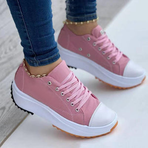 2024 round toe lace-up platform arch support canvas shoes