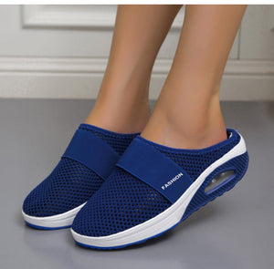 Sursell Women Daily Fly Knit Fabric Summer Air Cushion Mule Slippers