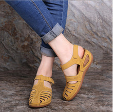 Load image into Gallery viewer, Women Hollow Out Breathable Wedges Thick Sole Buckle Sandals
