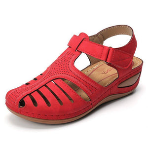 Women Hollow Out Breathable Wedges Thick Sole Buckle Sandals