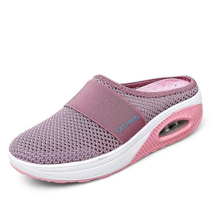 Sursell Women Daily Fly Knit Fabric Summer Air Cushion Mule Slippers